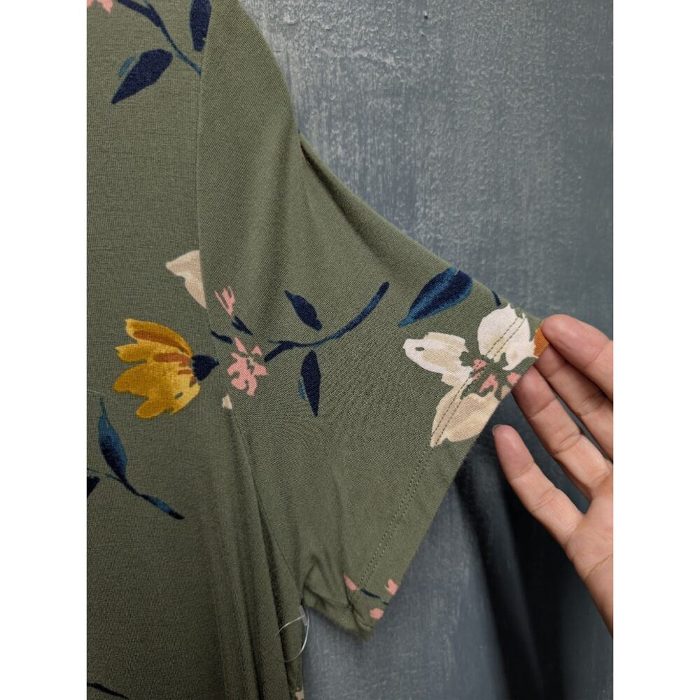 Old Navy Jersey Swing Dress XL Army Green Floral - Picture 4 of 5